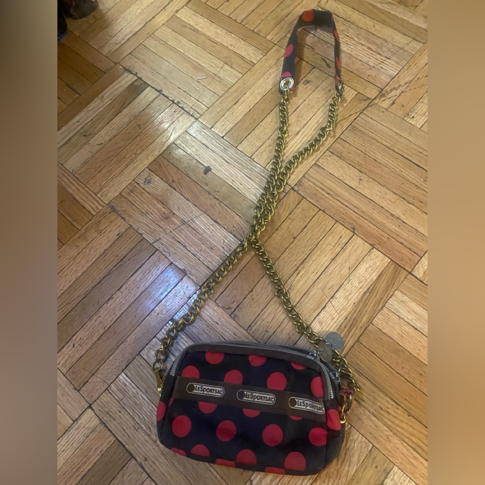 LeSportsac Black and Red Polka Dot Crossbody Bag
